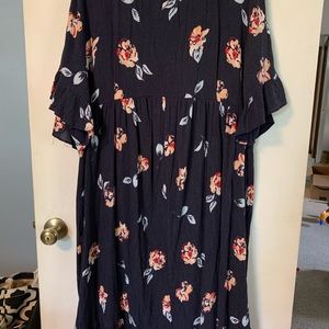 floral on navy smock/babydoll maternity dress 2x